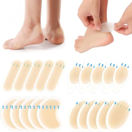 KIRZAX 20 Pansements Ampoule Hydrocolloïde - Set de 4 Formes Gel, Imperméable, Protection Talon & Doigts de Pied, Tapis Anti-Ampoules pour Confort