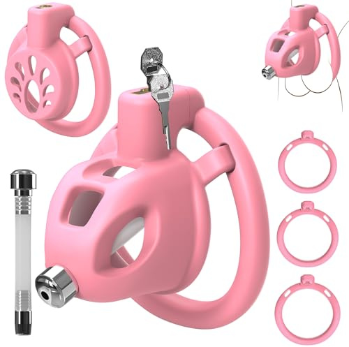 Male Chastity Cage 2 Sets Sex Toys for Men, BDSM Cock Cage with 3 Sizes Ring and Urethral Catheter Invisible Lock for Penis Erection Control Exercise Sex Toys4couples Men＆Women
