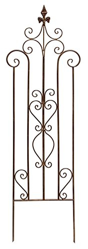 FRANK FLECHTWAREN Rankhilfe Schwertlilie 36 x 117 cm Garten Rankgitter Metall Dunkelbraun mit Rankenmuster handgearbeitet wetterfest