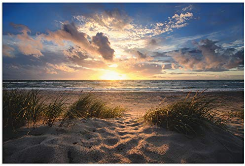 ARTland Wanddeko Wandbild Alu Verbundplatte für Innen & Outdoor Bild 60x40 cm Strand Meer Küste Maritim Landschaft Sonnenuntergang Himmel Wolken T2SY