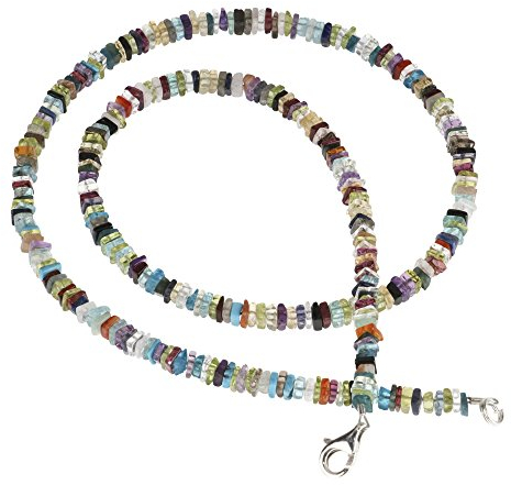 Multicolor Kette Collier Edelstein Achat 925 Silber Halskette Halsschmuck 48cm bunt