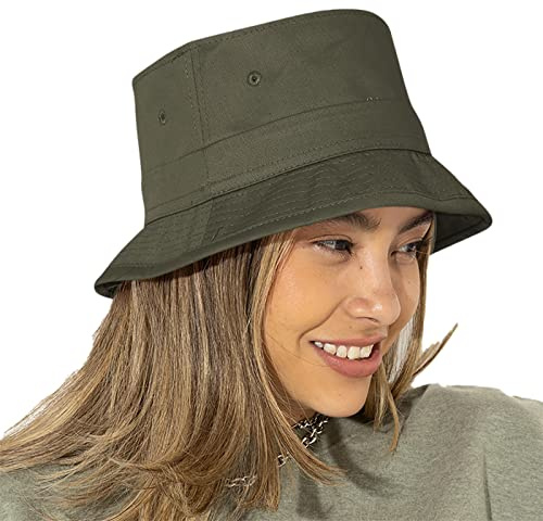 4sold Fischerhut Sonnenhut Baumwolle Anglerhut Fischermütze Strandhut Freizeithut Schlapphut Camping Reisen (Khaki)