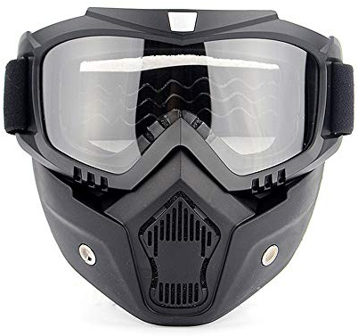 EnzoDate Moto Dirt Bike ATV Lunettes Masque Détachable Harley Style Protéger Rembourrage Casque Lunettes De Soleil Route Riding UV Lunettes De Moto (Transparent)