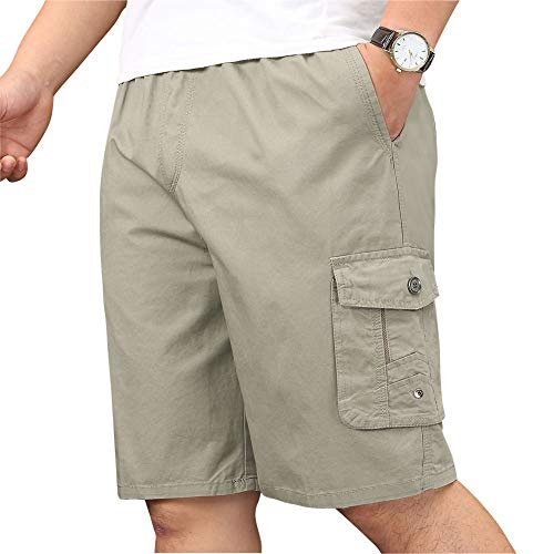 Putaowor Mens Lightweight Elastic Waist Cargo Short Relaxed Fit Summer Short