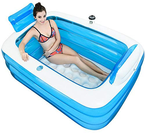 XQHD Aufblasbar Badewanne Tragbarer, Erwachsene Mobile Mit Geladener Pumpe Für Duschkabine, Effiziente Aufrechterhaltung Der Temperatur,Blue