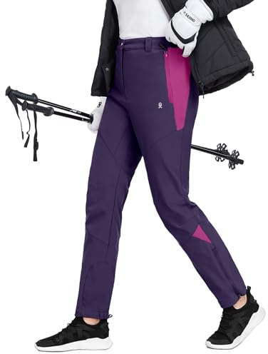Little Donkey Andy Damen Winter Wanderhose Skihose Trekkinghose Snowboardhose, Softshell-Hose, Fleecegefüttert und wasserabweisend Lila M