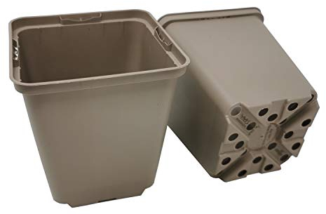 GREEN24 100 Stck. Recycling Pflanztöpfe Profi 9x9x9,5cm Farbe Taupe - RC Vierecktopf Anzuchttopf Pflanztopf Blumentopf Vierkant-Töpfe Pflanzcontainer (100, 9x9x9.5cm)