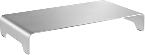 Inline Monitor Podest Aluminium, ergonomische Bildschirm Erhöhung für Schreibtisch, stabile Ablage mit rutschfesten Pads, bis 10 kg