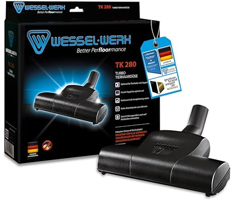 Wessel-Werk TK 280 Tierhaardüse 35mm | Turbobürste | Ideal für Haustierbesitzer und Allergiker | entfernt Katzen- und Hundehaare | inkl Reinigungszubehör und Universaladapter passend von 32mm - 38mm