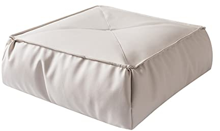 ZZZYZ Quadrat Leder Hocker Für Füße Bodenkissen Wasserdicht Komfürt Sitzkissen Epp-partikel Meditationskissen Für Indoor Wohnzimmer Balkon Dekoration-Weiß 45x45x15cm(18x18x6inch)