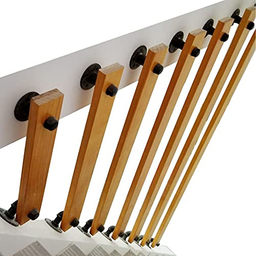 Main Courante Balustrade Rampe d’escalier Main Courante pour Escalier Intérieur Extérieur Balustrade de Rampe de Garde-Corps de Bois Massif Rambarde de Sécurité