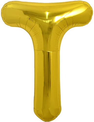 TONIFUL 40 Zoll Große Goldfarbene T Buchstabe Ballon, Jumbo Helium Folie Mylar Big Alphabet für Geburtstagsfeier, Jubiläum, Valentinstag Zubehör Dekorationen