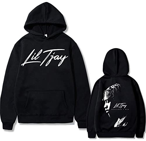 East-hai-buy Rapero Lil Tjay Destined 2 Win Sudadera con Capucha Negra con Estampado Sudadera De Rapero De Gran Tamaño para Hombre y Mujer
