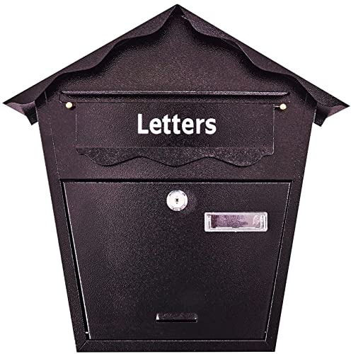 Post Box LARGE Mail Letter & Parcel Holder 355(W) x 100(D) x 355(H) Pressed Steel Lockable Heavy Duty Home | Flat | Office Outdoor Wall Mounted With Keys UK FREE P&P (Black)