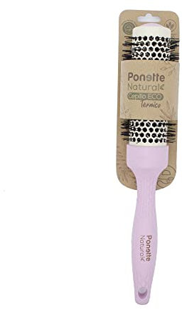 PONETTE NATURAL - Spazzola termica rotonda ECO in alluminio con rivestimento ceramico da 34 mm di diametro, colore rosa, realizzata in fibra naturale di grano, 100% riciclabile, marca spagnola