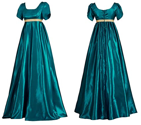 Xinchangda Robes de régence pour femmes - Robe médiévale vintage victorienne taille haute en satin - Robe longue élégante pour soirée, bal et fête