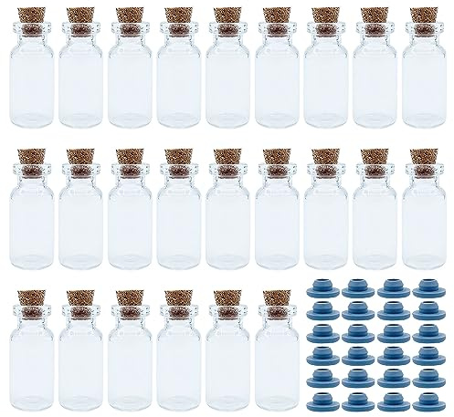 UMCHU 24 Stück 3ML Wunschflaschen, Mini-Glasflaschen, mit Kork und Gummistopfen, Weihnachtsgeschenke Flasche, für DIY-Handwerk, Hochzeit Party Favors (16 * 35mm)