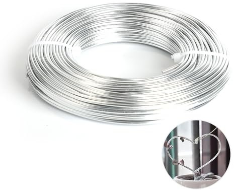 2mm x 30m Aluminium Basteldraht, Silber Handwerk Metalldraht Biegsamer Metallbasteldraht zum Modellieren,Die verwende man zum juwelenherstellen, schnitzen, formen und handwerk