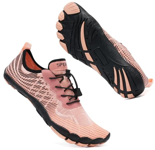Mabove Wasserschuhe Damen Herren Badeschuhe Strandschuhe Barfussschuhe Barfuß Schuhe Schwimmschuhe Aquaschuhe Surfschuhe für Wassersport(Orange Mesh,40EU)