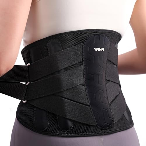 chimoo ryggbandage för smärtor i ländryggen dam/herrar, ryggstöd för arbete, tung lyft med ergonomisk ländryggskudde, ventilerande ländryggsstöd bälte med 5 stavar för