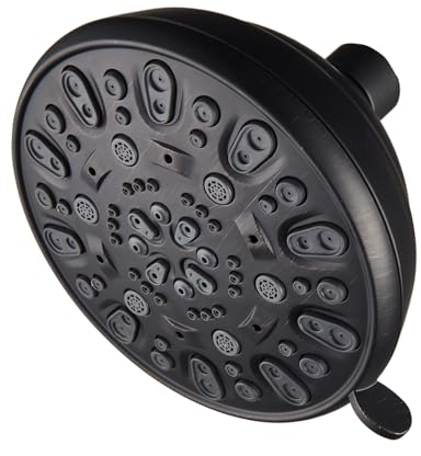 VMASSTONE Pomme de douche haute pression fixe 11,9 cm 7 jets avec rotule pivotante en laiton réglable – Excellent remplacement pour votre pommeau de douche de bain (FM-001 Bronze huilé)