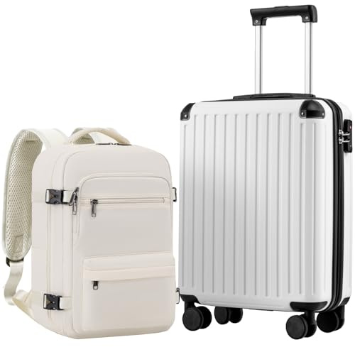 COOLIFE EasyJet Trolley Bagaglio a Mano 55x40x20 e Zaino da Imbarco 20L(40x25x20cm) Set di Valigie, Valigia Bagaglio a Mano, Chiusura a Combinazione Laterale con TSA per Ryanair