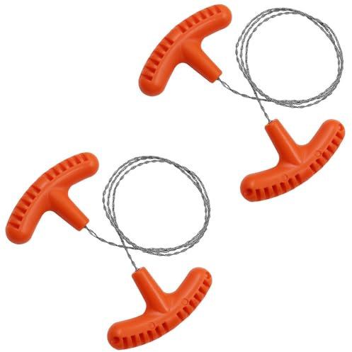 2 cables de sierra de supervivencia al aire libre, herramienta de sierra manual de acero de supervivencia de emergencia de 70 cm para camping, caza, senderismo, pesca (naranja)