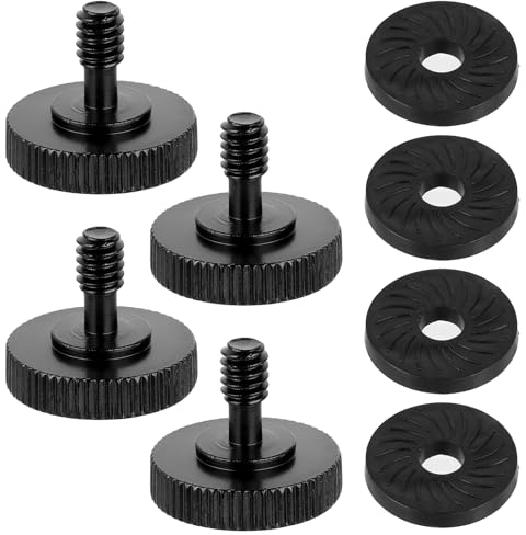 4 Stüc 4 Stück Daumenschraube Kamera Schnellspanner 1/4 Stecker auf 1/4 Buchse Stativschraube mit Gummipolster, Rändelschraube und Gummipolster für Kamera-Montageplatte Blitzhalterung