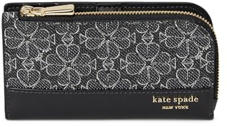 kate spade new york Women's Spade Flower Coated Canvas Small Slim Bifold Wallet, Black Multi, One Size
