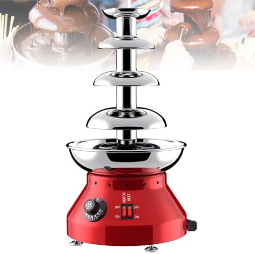 Hydravex Máquina para Fuente de Chocolate de 4 o 5 Niveles, Fuente de Queso, máquina eléctrica para Fondue de Chocolate de Acero Inoxidable, Nachos, Salsa de Chocolate, Bodas y Fiestas,4Tiers