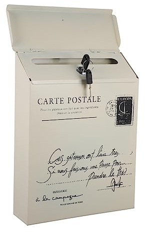 ETHZZLE Buzón de Pared Retro de Hierro Cerradura, Buzón Vintage Blanco para Cartas y Sugerencias, Adecuado para Decoración del Hogar