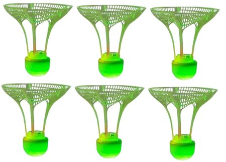 Harilla 6 Stück Badminton-Federbälle mit LED-Beleuchtung, Winddichte Badminton-Federbälle mit Licht für Parks, Hinterhof, Garten, Nicht wiederaufladbar