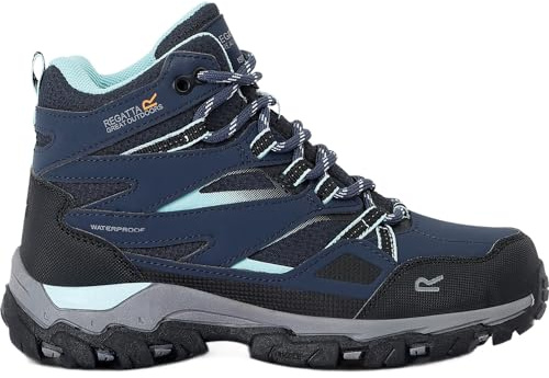 Regatta Holcombe - Scarponi da trekking per bambini, impermeabili e traspiranti, perfetti per attività all'aperto e alpinismo, blu navy, 36 EU