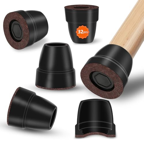 32 Pcs Chair Leg Floor Protectors, Black Round Silicone Chair Leg Caps Chair Feet Cover, Furniture Pads Floor Protectors Table Chair Feet for Hardwood Floors, Reducing Noise Prevent Floor Scratches