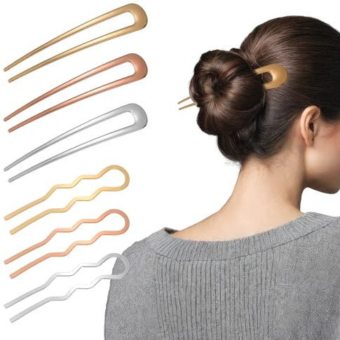 JIYIN 6 Stück French Hair Pin, Große U Förmige Haarnadeln Französische Haarnadel Haargabel Haarspangen Metall Haarnadel für Frauen Mädchen