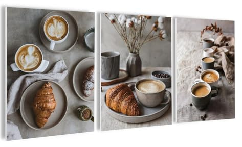 artissimo, Bilderset 3er-Set, PE6760-DS, 3 Bilder 30x40cm, Wandbilder-Set Küche 3-teilig, Küchendeko modern, Küchenbilder, grau, Kaffee-Motiv, Landhaus-Stil, Vintage