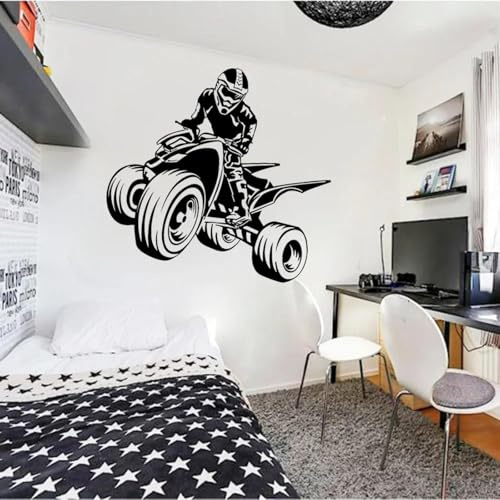 YOZYOOOZ Autocollant mural quad, autocollant de sport extrême de coureur de VTT, décoration de chambre de garçon, papier peint d'art