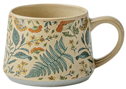 Folpus Tazza da caffè in Ceramica Tazza da tè Bevande Calde Design Floreale con Maniglia per casa o Lavoro Creativo Rustico, Tazza di Latte, Style a