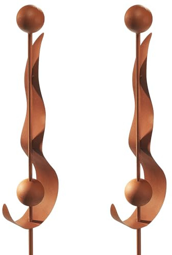 Kobolo Gartenstecker Rusty Drops 2er Set Metall in 106 cm Braun