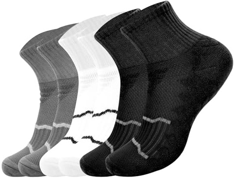 3 calcetines de correr para mujer de talla grande, calcetines de tobillo para mujer, calcetines de correr para mujer, talla 41-46 cm, negro, gris y blanco, Altoa única
