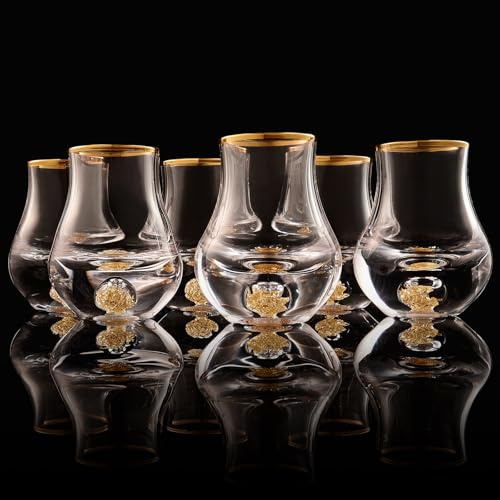 DUJUST Elegant Curvaceous Shot Glass(45ml), Crystal Shot Glass Set Decorated with 24K Gold Leaf Flakes BPA-Free & Lead-Free, Perfect for Décor & Collection, Gift Choices - 6 pcs