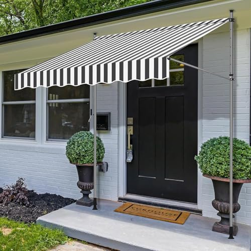 Toldo retráctil manual ajustable con manivela parasol independiente para terraza, pabellón, jardín, restaurante, cafetería, tela de poliéster recubierta de poliuretano (200 x 120 cm)