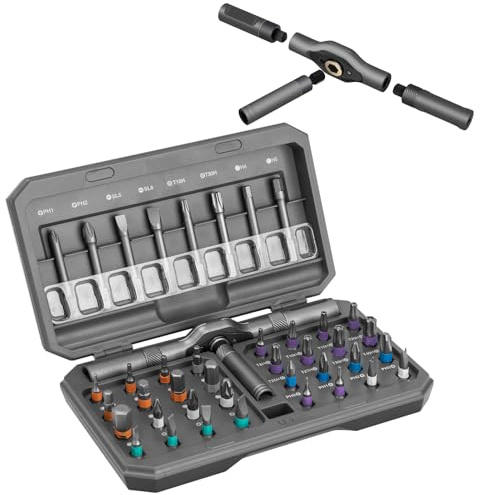 ANTREATU 42 in 1 Magnetic Screwdriver Set with 40 PCS Bits, Ratchet Screwdriver Set with Detachable Handle, Portable Repair Tool Kit and Carry Case for DIY, Furniture, Bicycle and Computer