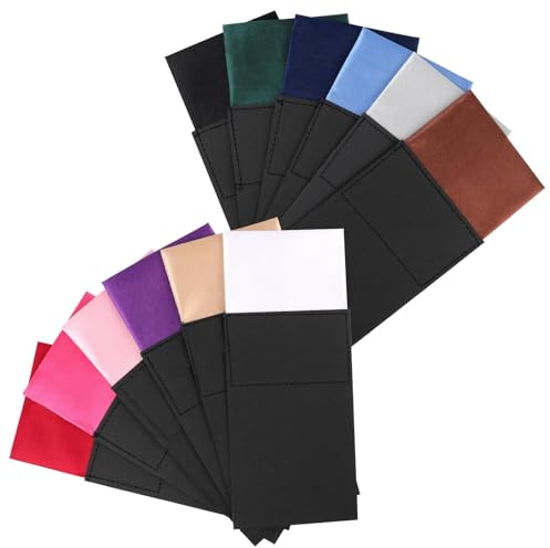 Nexlynk 12 Stück Herren Einstecktücher vorgefaltet, Größenverstellbar, Satin Polyester, am Karton, Hochzeitsaccessoires, Business Outfit, Anzugtaschentuch, Geschenkidee für Männer