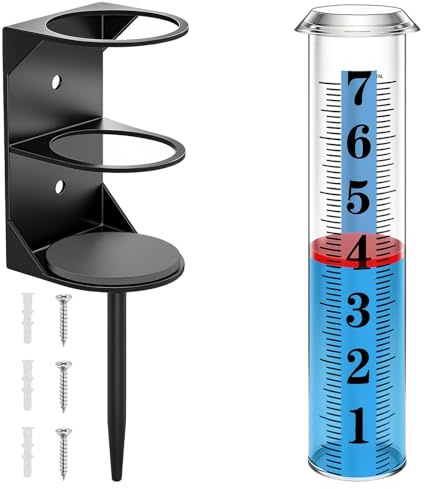 PANGBOER Pluviometro in metallo di precisione con supporto stabile per misurazioni estremamente accurate delle precipitazioni in prati e giardini all'aperto