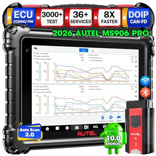 Autel 2026 MaxiSYS MS906 PRO 2.0 Diagnosegerät, MS906PRO OBD2 Scanner Upgrade für MP900BT MS906BT MS908, Steuergerätecodierung, 3000+ Tests, 36+ Service, CAN FD DoIP, VAG Anleitung, AutoScan 2.0, OS10