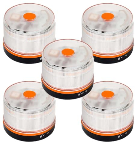 BESCH Baliza V-16 Homologada DGT 3.0 con Geolocalización | Luz de Emergencia LED 360° hasta 1 km | IP54 Resistente Agua y Polvo | Base Magnética + Conectividad con SIM Incluida (Pack 5)