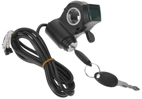 Gatuida Blocchetto di Accensione con Chiave per Scooter Elettrico e Bici Elettrica, Acceleratore a Pollice con Voltmetro Digitale, Montaggio Manubrio 22 Mm, Sostituzione Compatibile