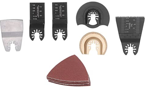 Lama per Lavorazione Legno, Set 16 Pezzi Multifunzione, Acciaio Carbonio Nero Oro Rosso - Taglio Rapido, Compatibile con Utensili Vibranti, Uso per Legno Metallo Plastica