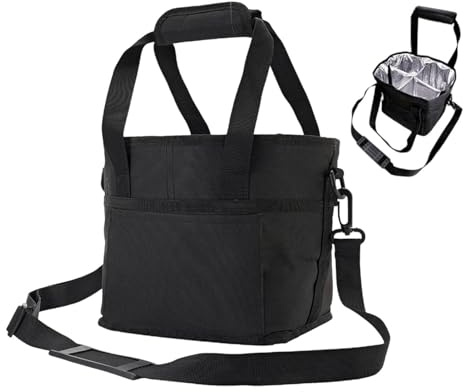 Vattenflaskväska - Värmefodral med hög kapacitet - justerbar axelrem 20 x 20 cm vattenflaska för , skola, promenader, resor, , gym, Svart, riferimento alla descrizione, Se beskrivningen